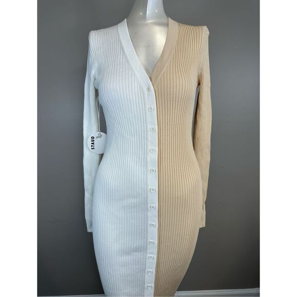 NWT STAUD Shoko Colorblock Body-Con Sweaterdress Size S $165 - Picture 5 of 10